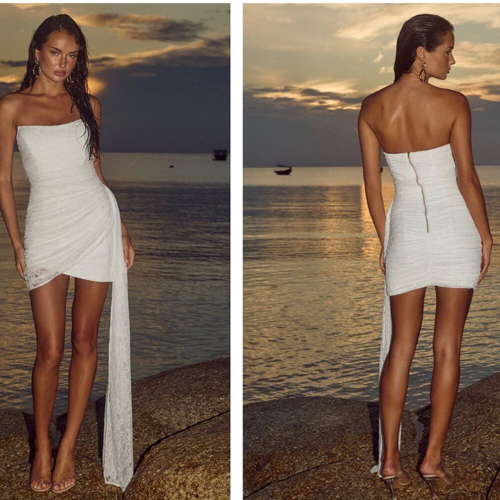 RUNAWAY THE LABEL LACEY MINI DRESS - WHITE